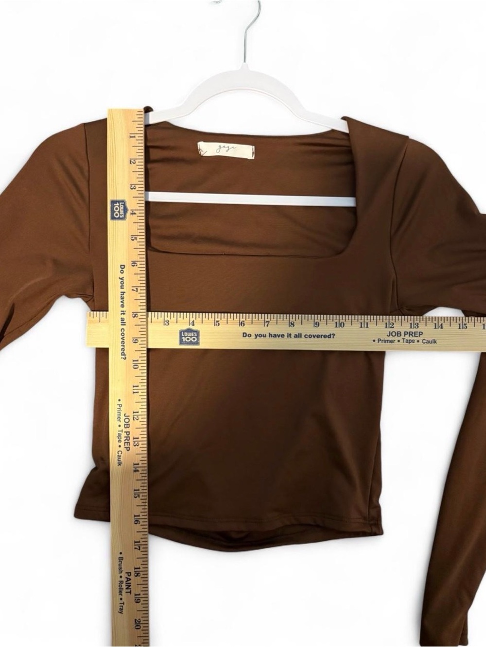 gaze Brown Long-Sleeve Square Neck Crop Top - Picture 4 of 4